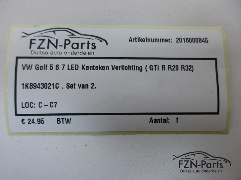 VW Golf 5, 6, 7 LED Kenteken Verlichting ( GTI R R20 R32 Golf )