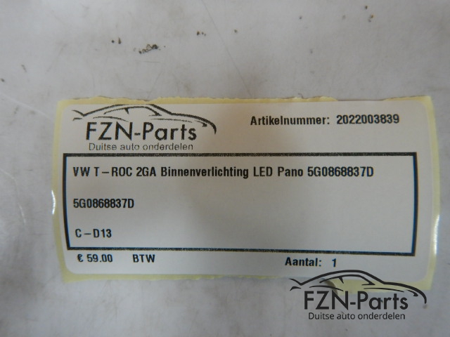 VW T-Roc 2GA Binnenverlichting LED Pano 5G0868837D