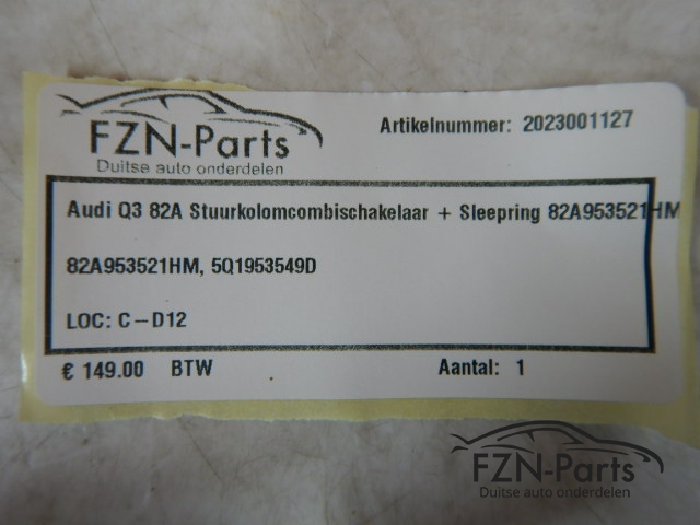 Audi Q3 82A Stuurkolomcombischakelaar+Sleepring 82A953521HM