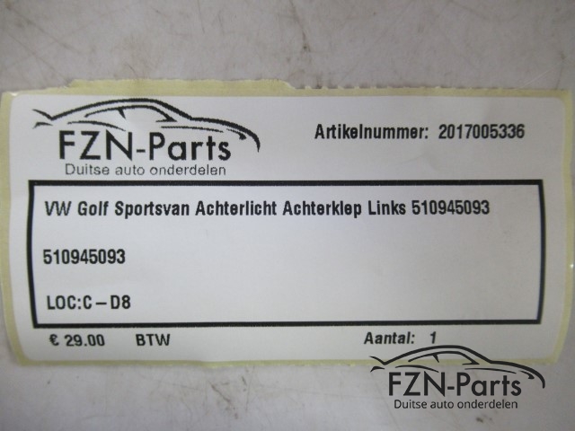 VW Golf Sportsvan Achterlicht Achterklep Links 510945093