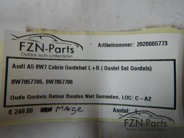 Audi A5 8W7 Cabrio Gordelset L+R ( Gordel Set Gordels )