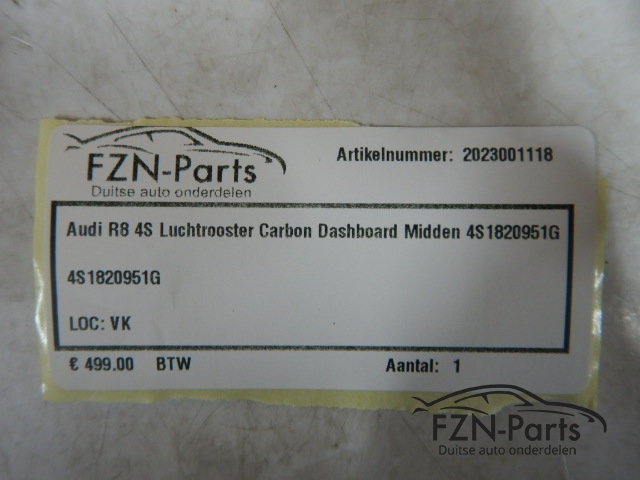 Audi R8 4S Luchtrooster Carbon Dashboard Midden 4S1820951G