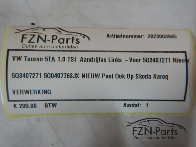VW Touran 5TA 1.0 TSI Aandrijfas Links-voor 5Q3407271 NIEUW