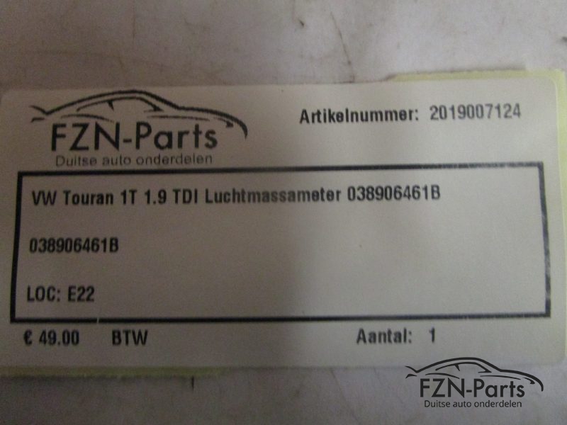 VW Touran 1T 1.9 TDI Luchtmassameter 038906461B
