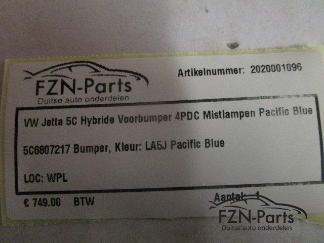 VW Jetta 5C Hybride Voorbumper 4PDC Mistlampen Pacific Blue