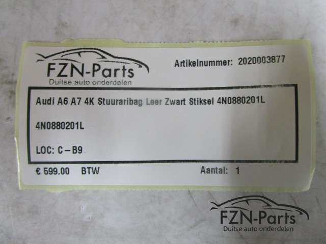 Audi A6 A7 4K Stuurairbag Leer Zwart Stiksel 4N0880201L