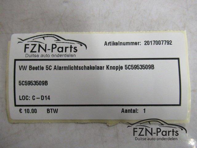 VW Beetle 5C Alarmlichtschakelaar Knopje 5C5953509B
