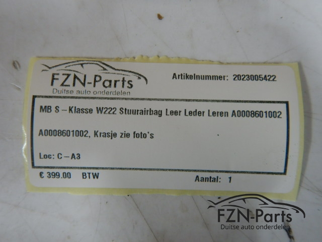 Mercedes Benz S-Klasse W222 Stuurairbag Leer Leder Leren A0008601002