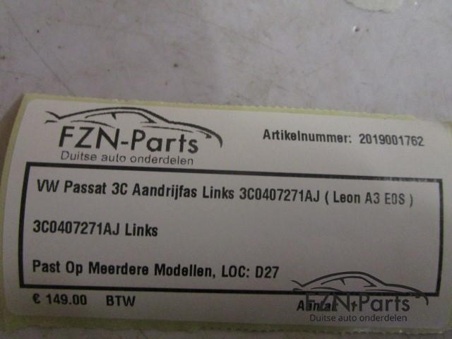 VW Passat 3C Aandrijfas Links 3C0407271AJ ( Leon A3 E0S )