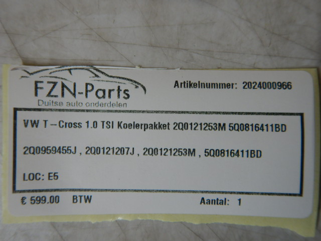 VW T-Cross 1.0 TSI Koelerpakket 2Q0121253M 5Q0816411BD