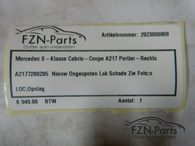 Mercedes-Benz  S-Klasse Cabrio Coupe A217 Portier Rechts-Voor