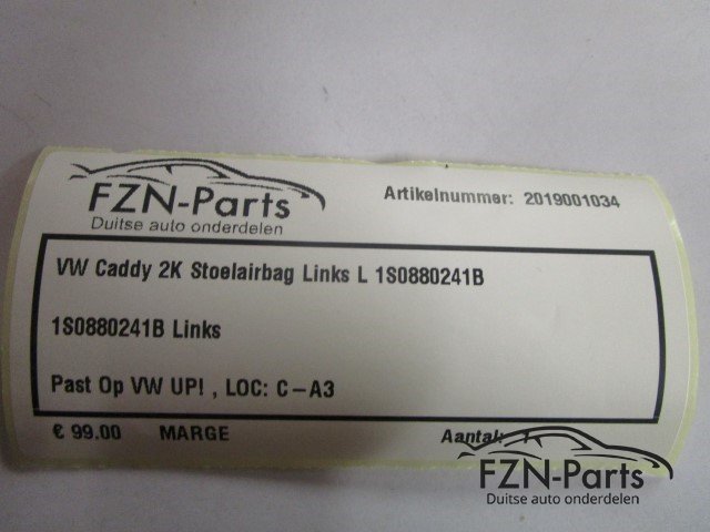 VW Caddy 2K Stoelairbag Links L 1S0880241B