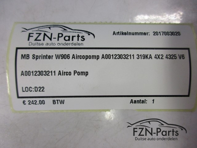 Mercedes-Benz Sprinter W906 Aircopomp A0012303211 319KA 4X2 4325 V6
