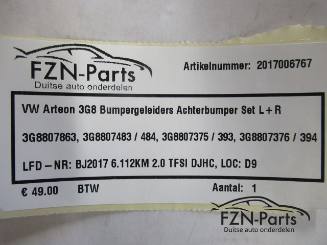 VW Arteon 3G8 Bumpergeleiders Achterbumper Set L+R