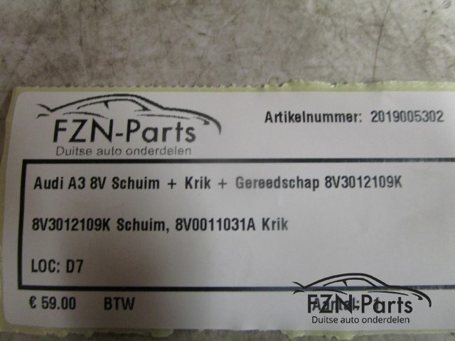 Audi A3 8V Schuim + Krik + Gereedschap 8V3012109K