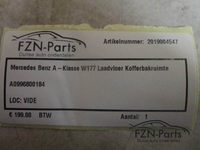 Mercedes-Benz A-Klasse W177 Laadvloer Kofferbakruimte