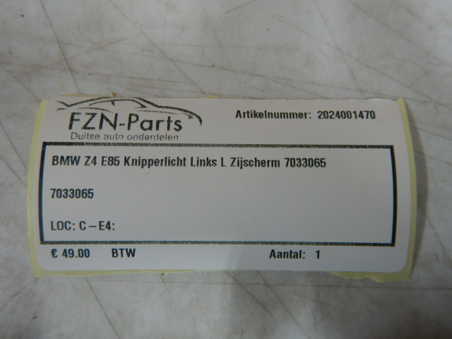 BMW Z4 E85 Knipperlicht Links L Zijscherm 7033065