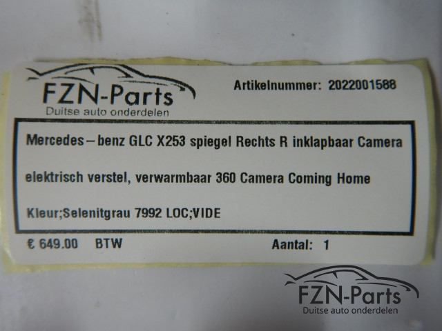 Mercedes-Benz GLC X253 Spiegel Rechts R Inklapbaar Camera