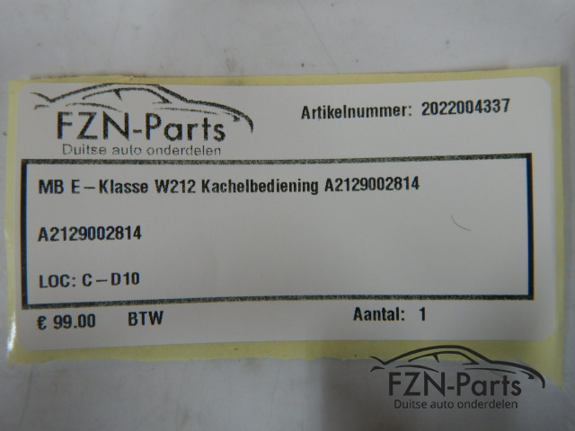 Mercedes-Benz E-Klasse W212 Kachelbediening A2129002814