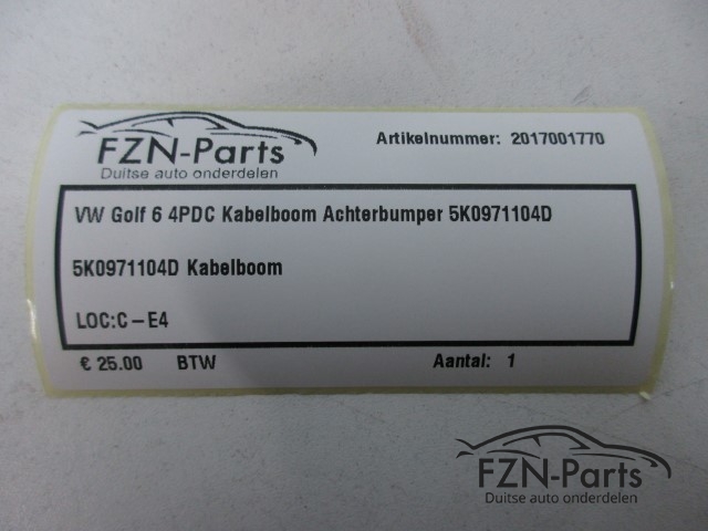 VW Golf 6 4PDC Kabelboom Achterbumper 5K0971104D