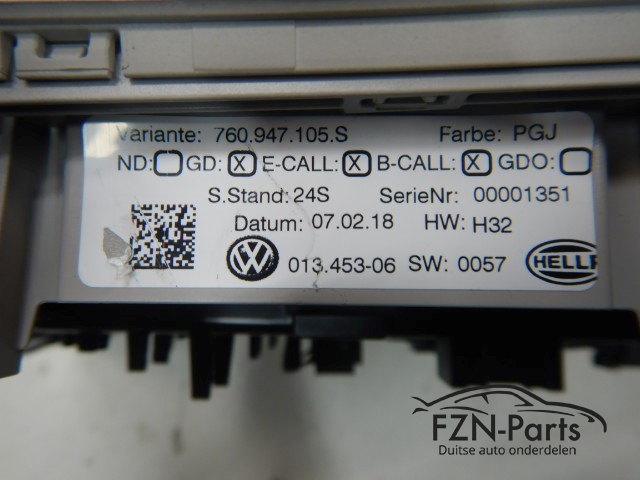 VW Touareg 760 Binnenverlichting Wit 760947105S