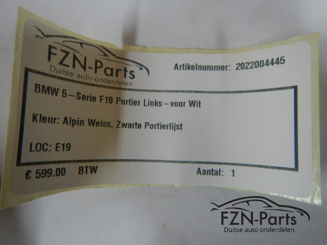 BMW 5-Serie F10 Portier Rechts-Achter Wit