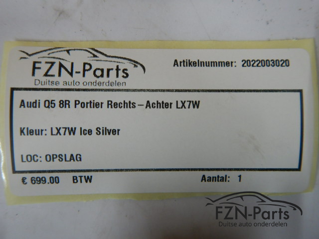 Audi Q5 8R Portier Rechts-Achter LX7W Zilver