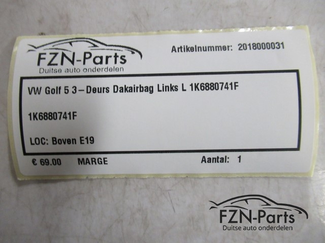 VW Golf 5 3-Deurs Dakairbag Links L 1K6880741F