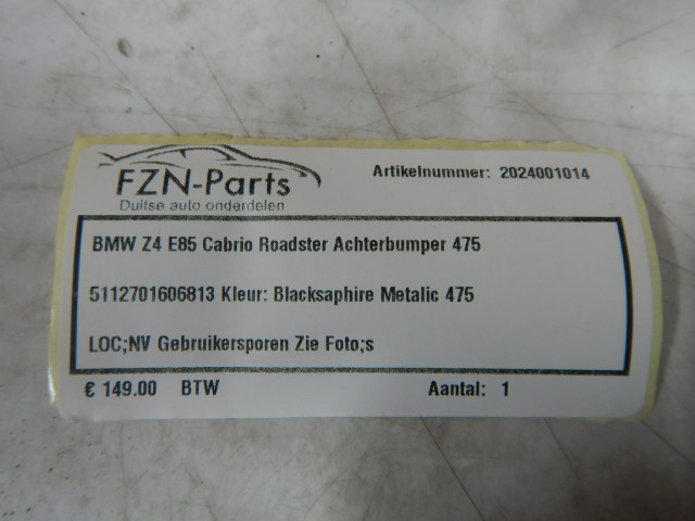 BMW Z4 E85 Cabrio Roadster Achterbumper 475