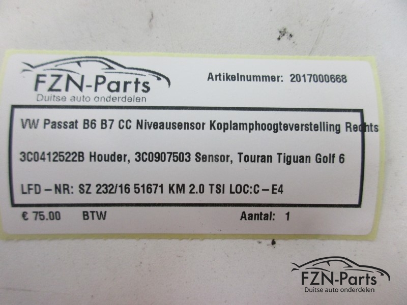VW Passat B6 B7 CC Niveausensor Koplamphoogteversteller Rechts