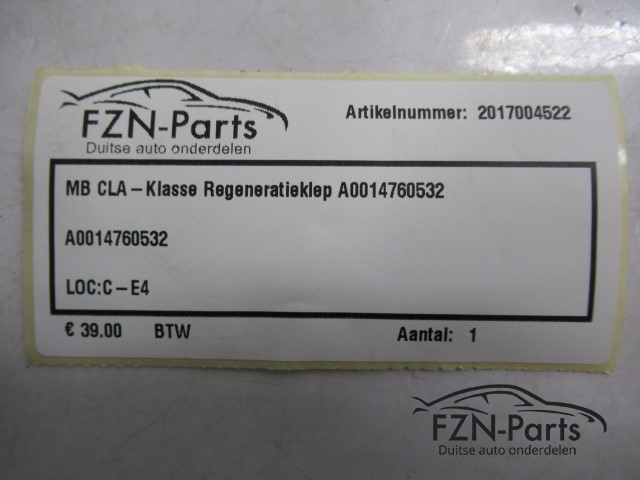 Mercedes-Benz CLA-Klasse Regeneratieklep A0014760532