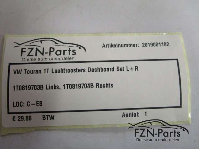 VW Touran 1T Luchtroosters Dashboard set L+R