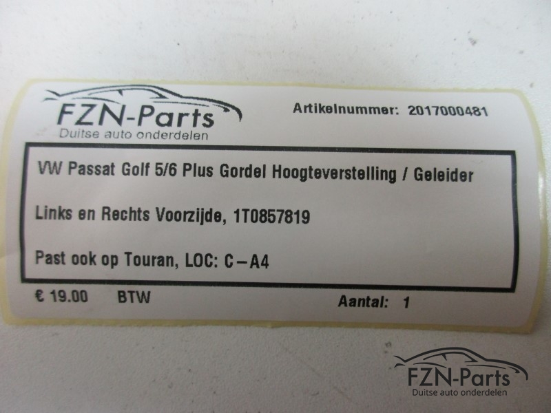 VW Passat Golf 5/6 Plus Gordel Hoogteverstelling / Geleider