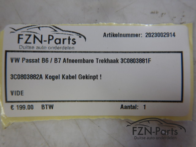 VW Passat B6/B7 Afneembare Trekhaak 3C0803881F