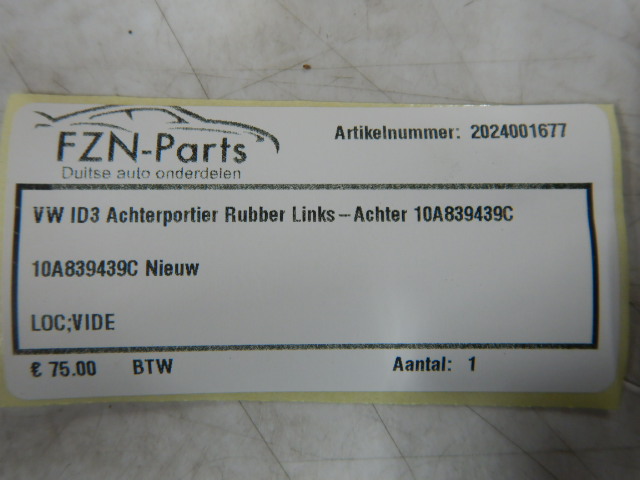 VW ID3 Achterportier Rubber Links-Achter 10A839439C