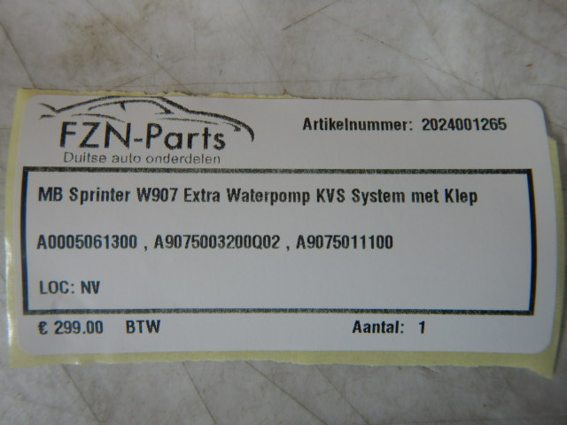 Mercedes-Benz Sprinter W907 Extra Waterpomp KVS Systeem met Klep