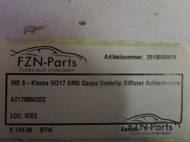 MERCEDES-BENZ S-Klasse W217 AMG Coupe Onderlip Diffuser Achterbumper