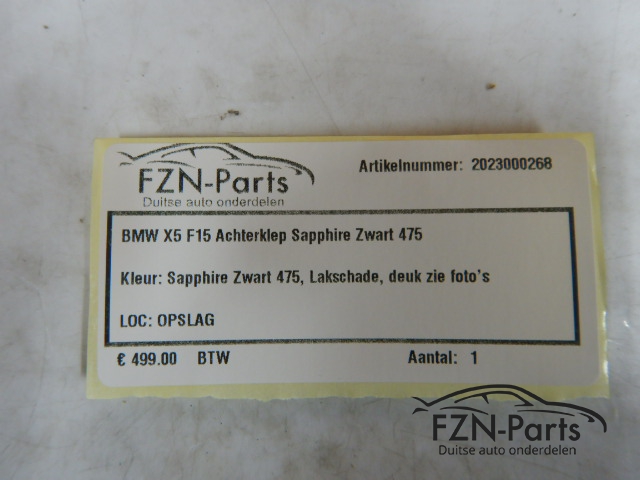 BMW X5 F15 Achterklep Sapphire Zwart 475