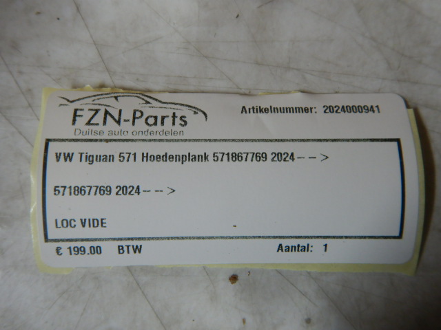 VW Tiguan 571 Hoedenplank 571867769 2024