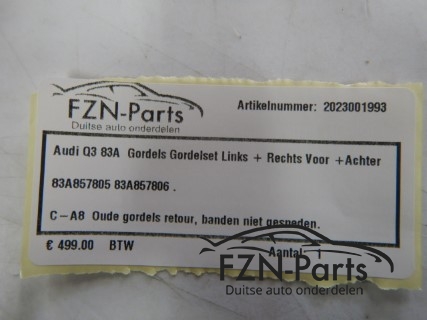 Audi Q3 83A Gordels Gordelset Links+Rechts Voor+Achter