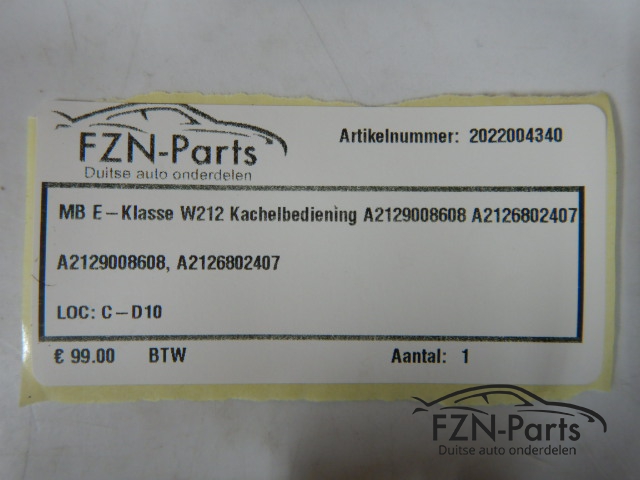 Mercedes-Benz E-Klasse W212 Kachelbediening A2129008608 A2126802407