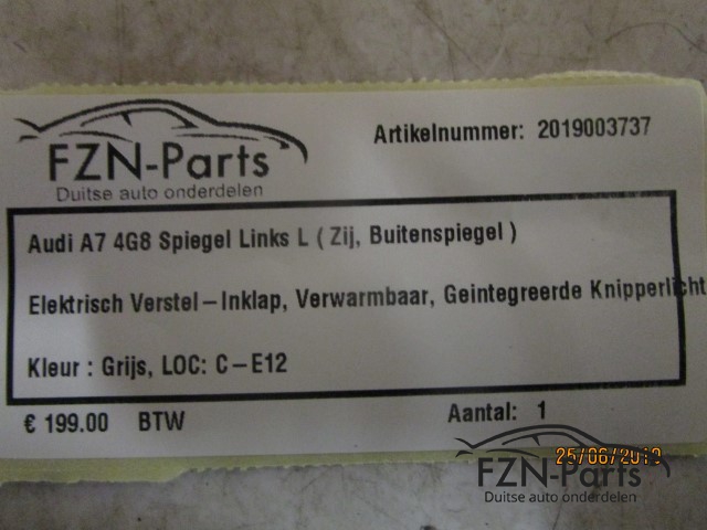 Audi A7 4G8 Spiegel Links L ( Zij, Buitenspiegel )