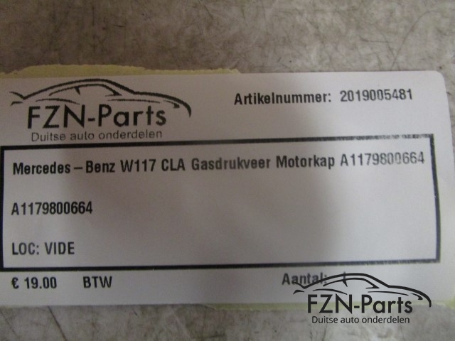 Mercedes-Benz W117 CLA Gasdrukveer Motorkap A1179800664