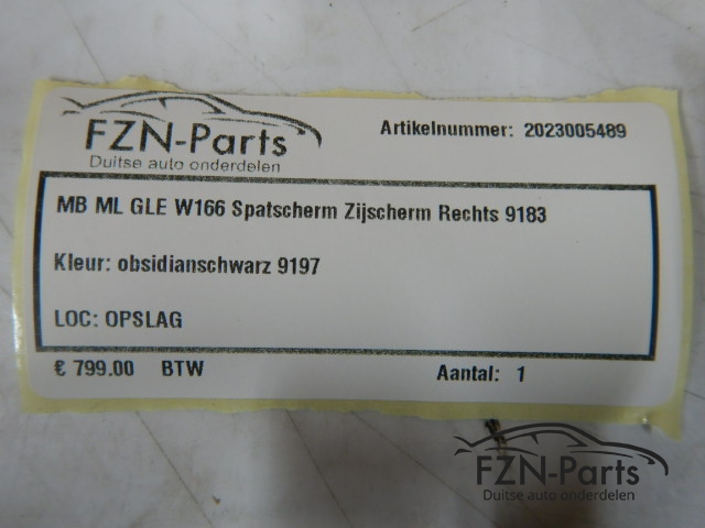 Mercedes Benz ML W166 Spatscherm Zijscherm Rechts 9183