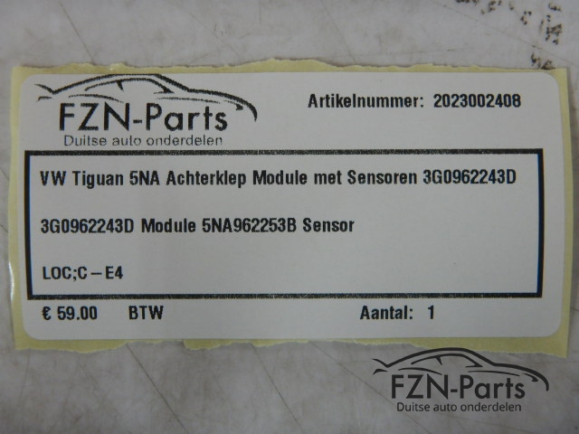 VW Tiguan 5NA Achterklep Module met Sensoren 3G0962243D