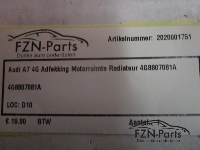 Audi A7 4G Afdekking Motoruimte Radiateur 4G8807081A