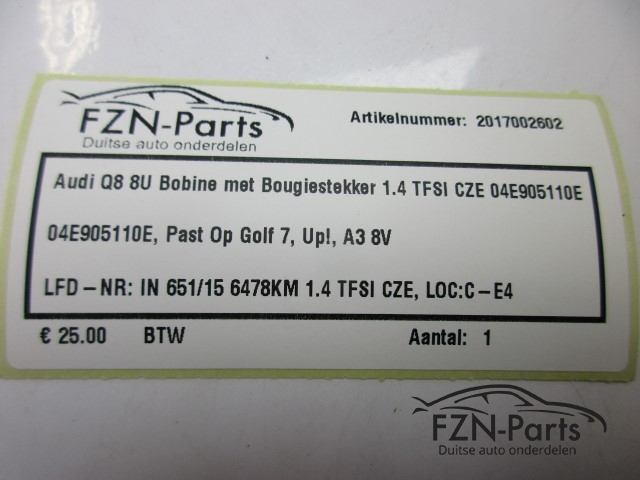 Audi Q3 8U Bobine met Bougiestekker 1.4 TFSI CZE 04E905110E