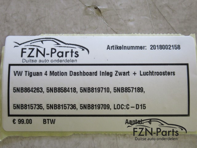VW Tiguan 4 Motion Dashboard Inleg Zwart+Luchtroosters