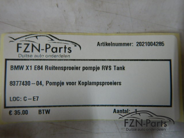 BMW X1 E84 Ruitensproeierpompje pomp RVS tank
