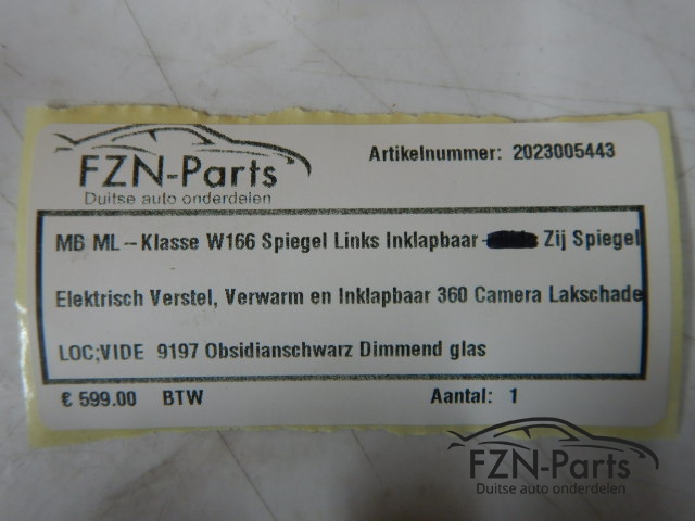 Mercedes-Benz ML-Klasse W166 Spiegel Links Inklapbaar ( Zij , Buitenspiegel )